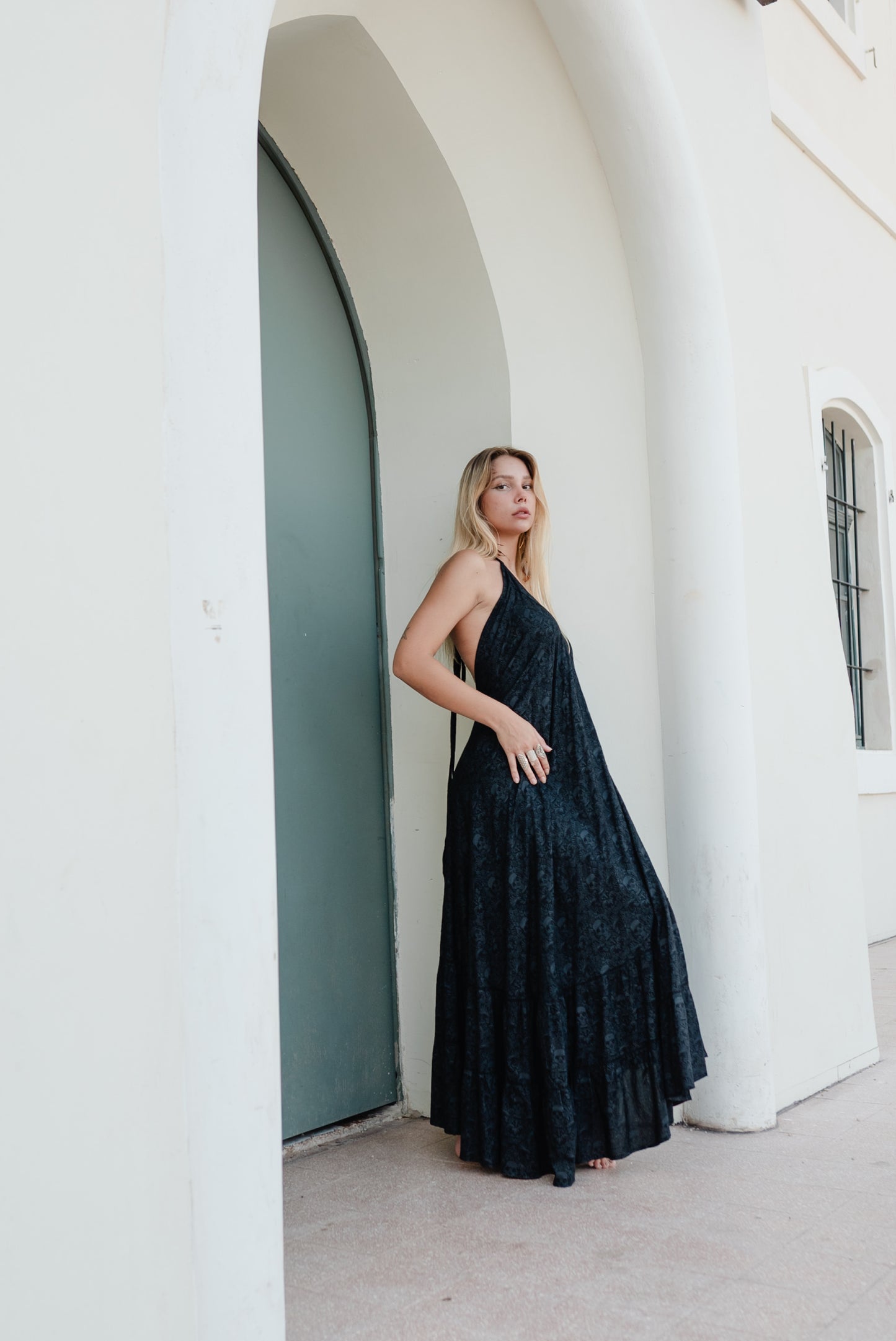 Open back Long Dress - CANCUN SKULL