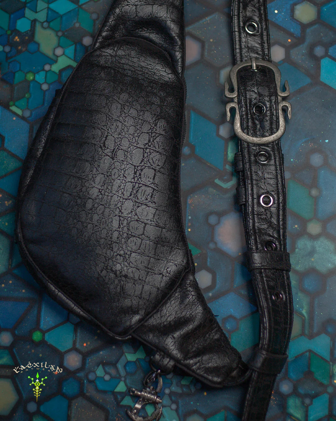 Botta Bag - Fake Leather Hook Buckle - BLAK CROCODILE