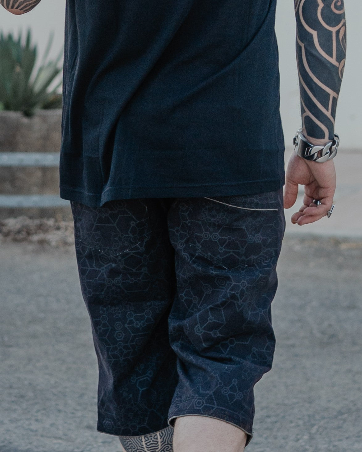 Corsaire Men Double Pocket / Cotton Screenprint - Black SHAMANKA