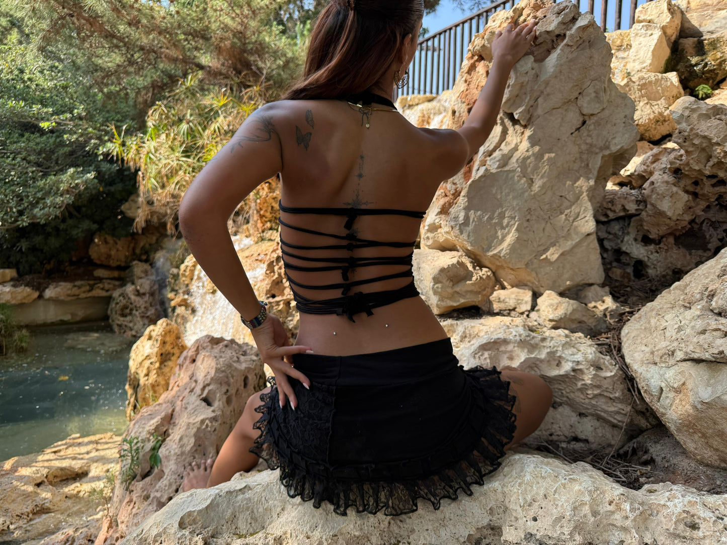 Halter top - Handmade binding - Eclipse Flow