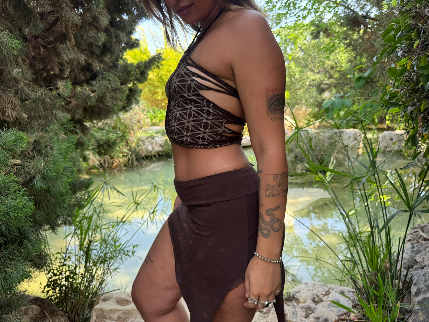Halter top - Handmade binding - Geometric Desert Haze