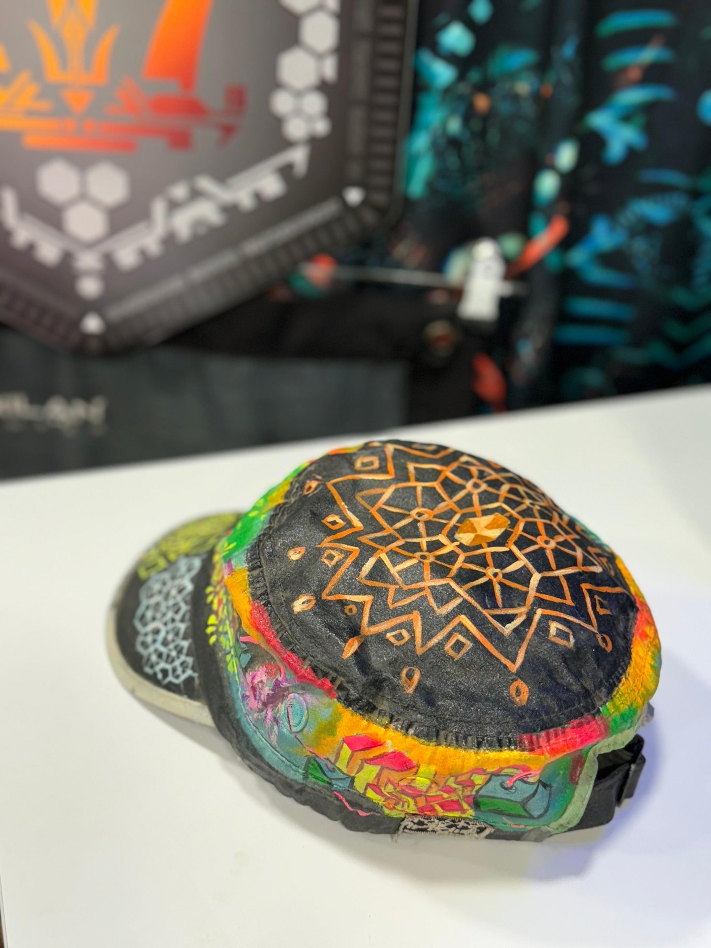 Hand-Painted Art Hat - Fractal Flora
