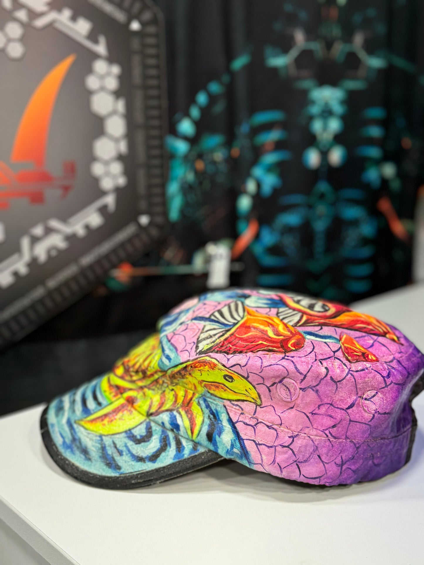 Hand-Painted Art Hat - Turtle Trip