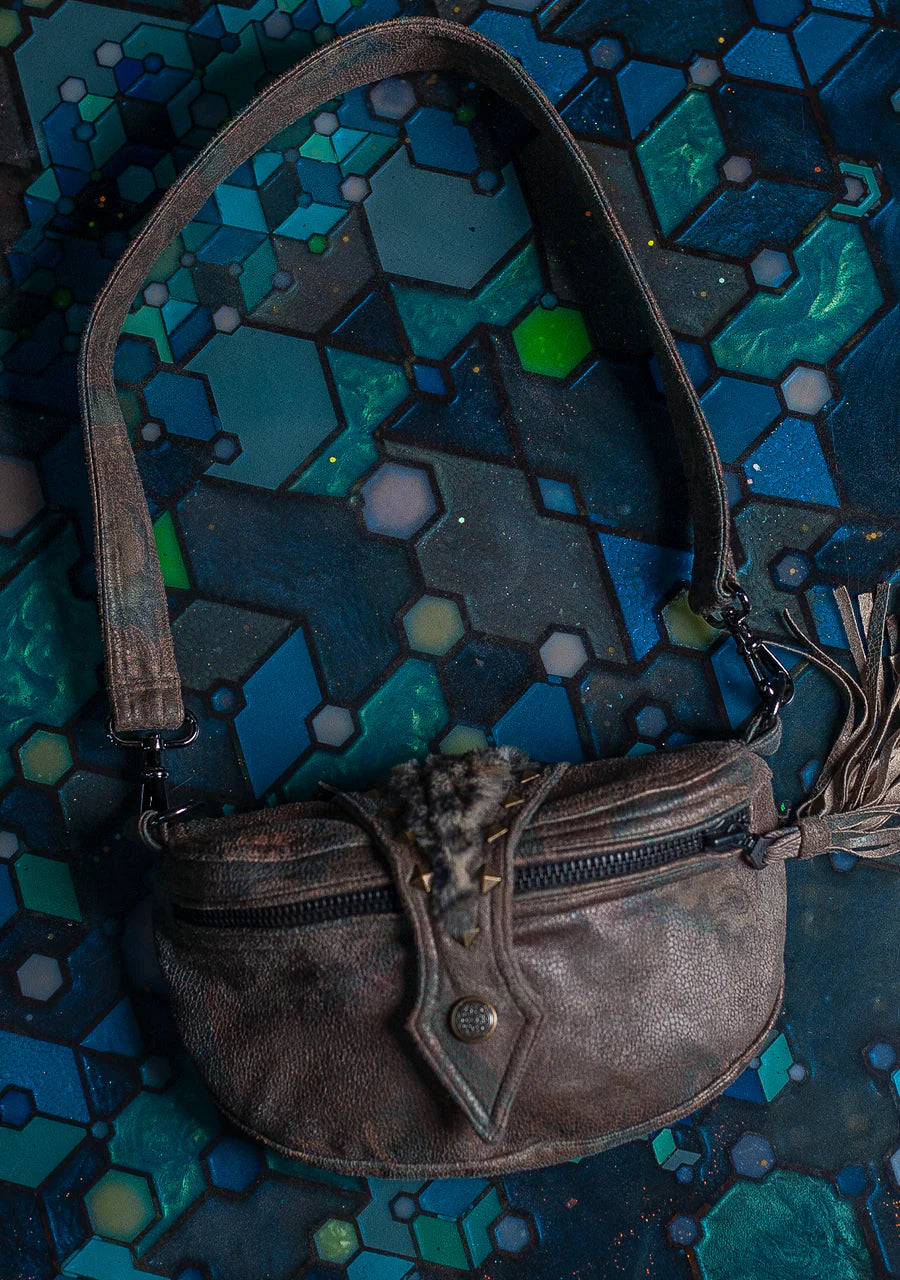 Hand Bag / Fake Leather Leopard Fur - DRAGONS Snake