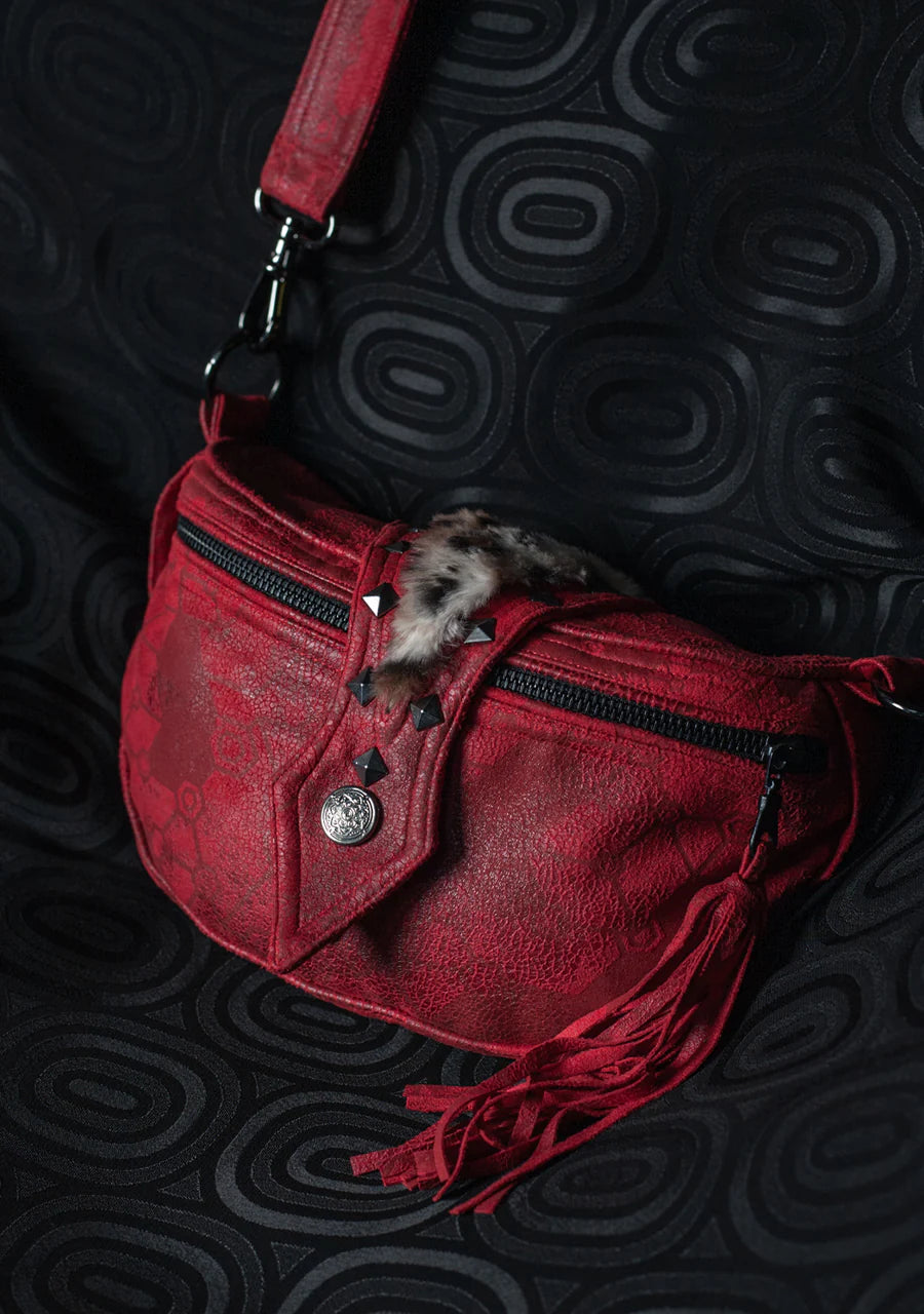 Hand Bag / Fake Leather Leopard Fur - Scarlet SHAMANKA