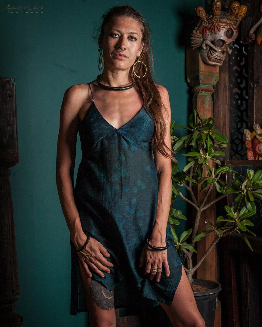 Midi Dress / Chinese Silk - AQUAMARINA Satin
