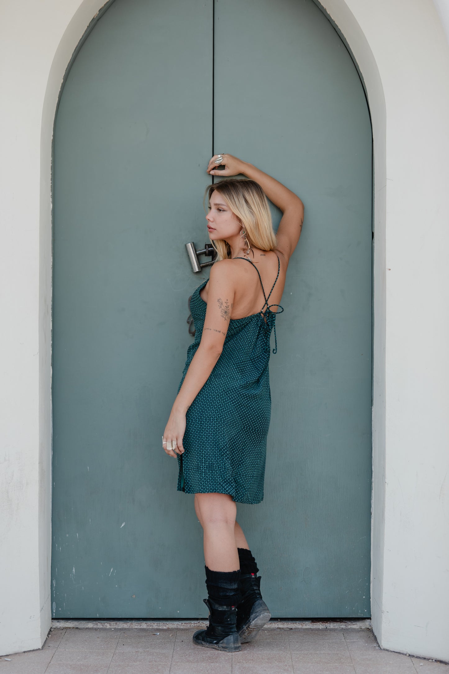 Midi Dress / Chinese Silk - Turquoise Drool