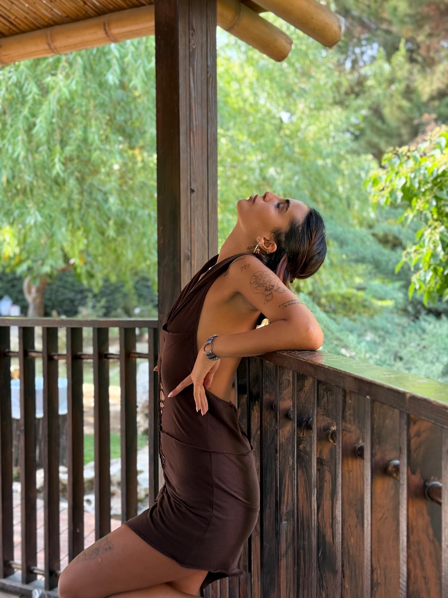 Mini dress hoodie - Handmade binding - Desert Haze