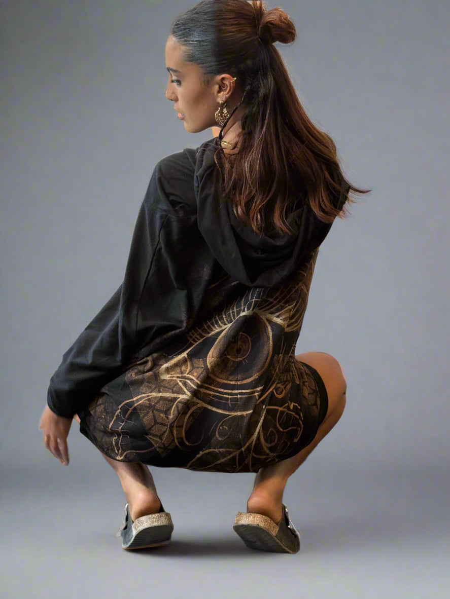 One-of-a-kind Batwing Kimono - Handmade drawn with Bleach