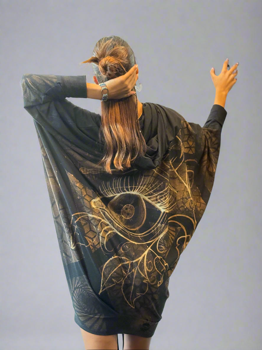 One-of-a-kind Batwing Kimono - Handmade drawn with Bleach