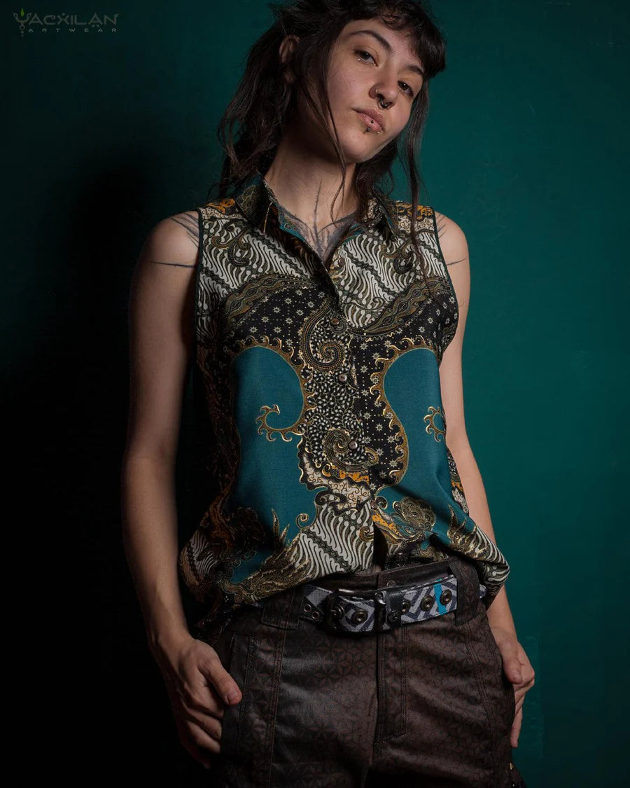 Sleeveless Shirt / Cotton - BATIK Teal