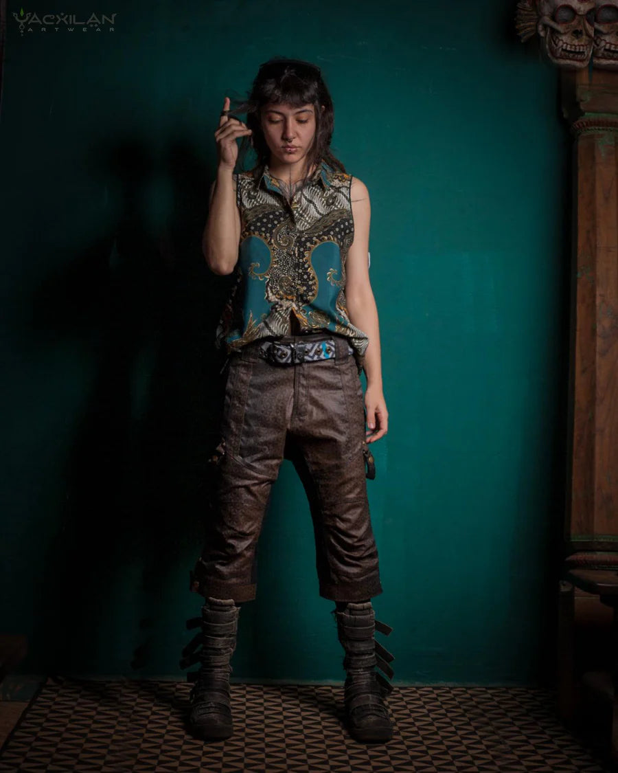 Sleeveless Shirt / Cotton - BATIK Teal