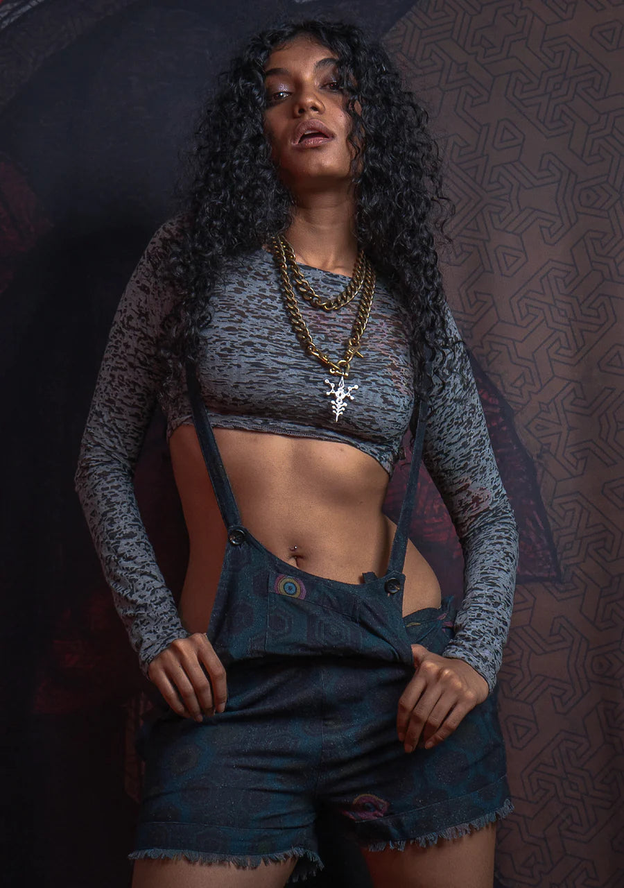 Yacxilan - Crop Top Longsleeve - Grey ATLANTIS