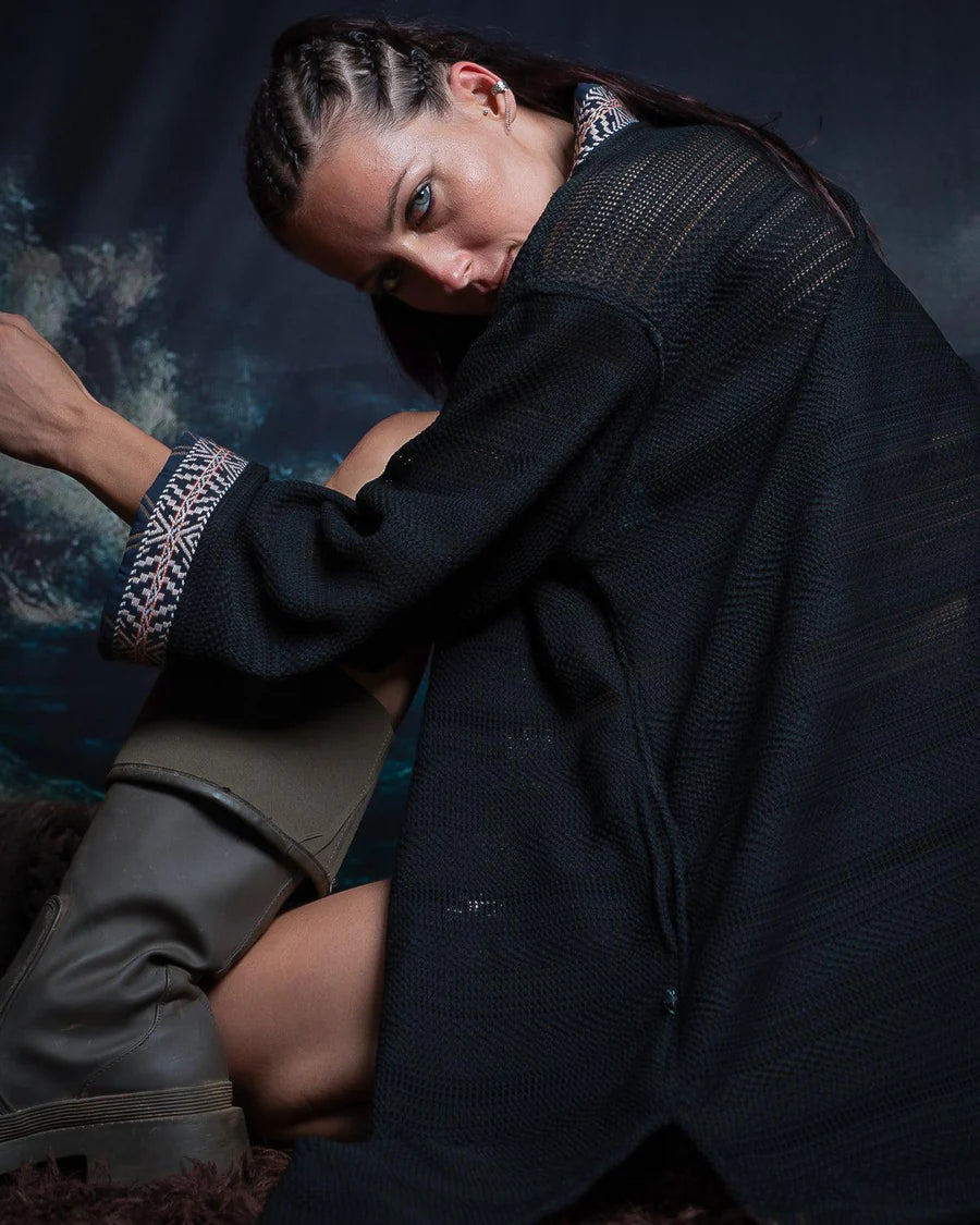 Yacxilan - Open Kimono - BLACK BOHO TRIBAL