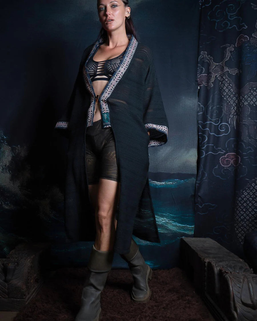 Yacxilan - Open Kimono - BLACK BOHO TRIBAL
