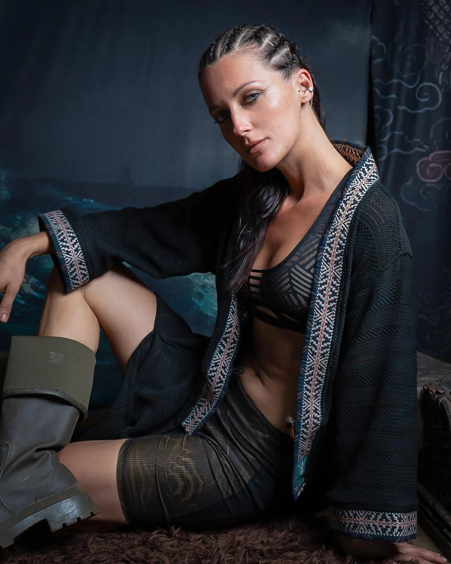 Yacxilan - Open Kimono - BLACK BOHO TRIBAL