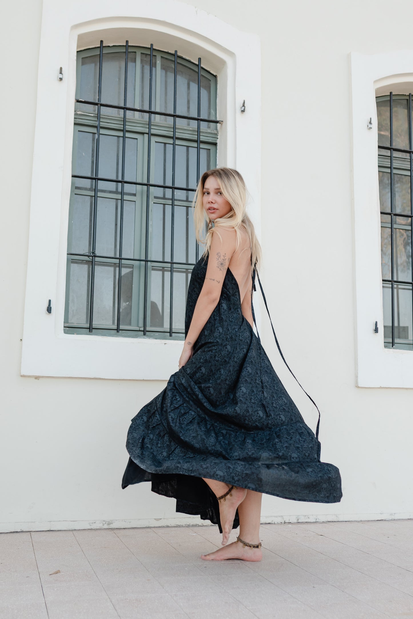 Open back Long Dress - CANCUN SKULL