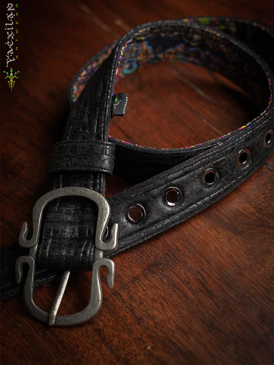 Belt / Fake Leather / - BLAK CROC Hook Buckle