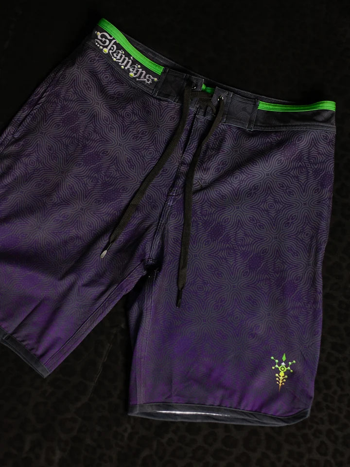 Boardshort Green Line - Fast Dry - PURPLE HAZE
