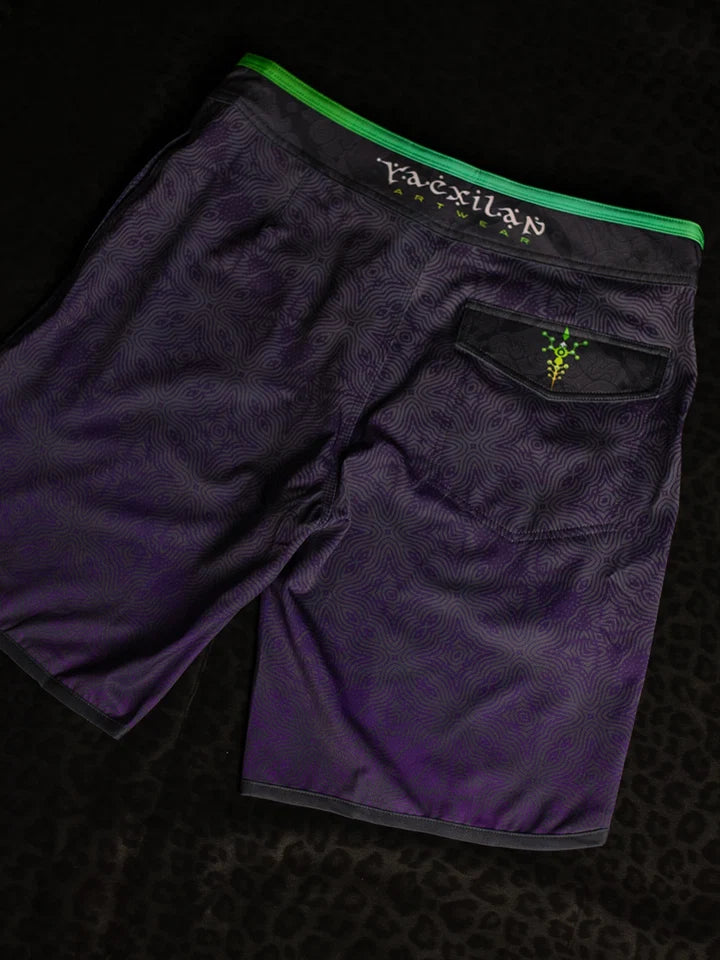 Boardshort Green Line - Fast Dry - PURPLE HAZE