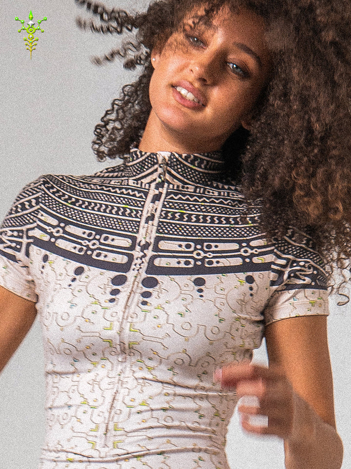 Bodysuit Short - Recycled Soft Poliester - TRIBALSEA IKARO Cream