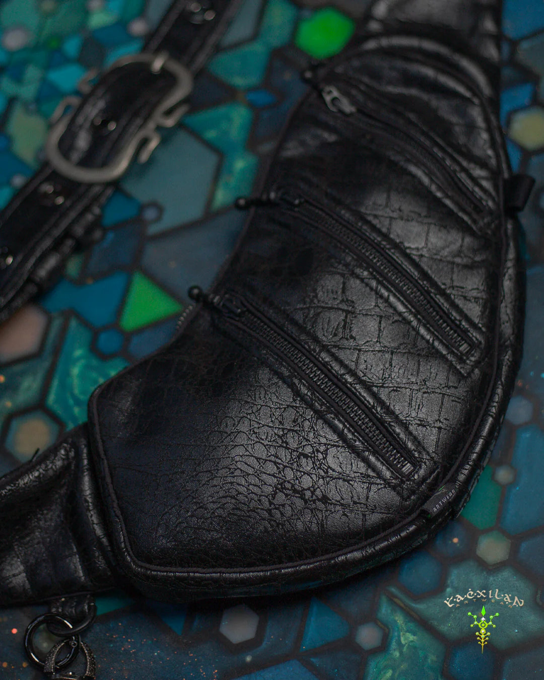 Botta Bag - Fake Leather Hook Buckle - BLAK CROCODILE