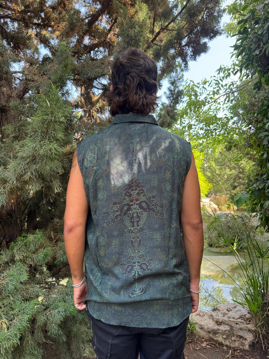 Button Up Tank - Acid Garden
