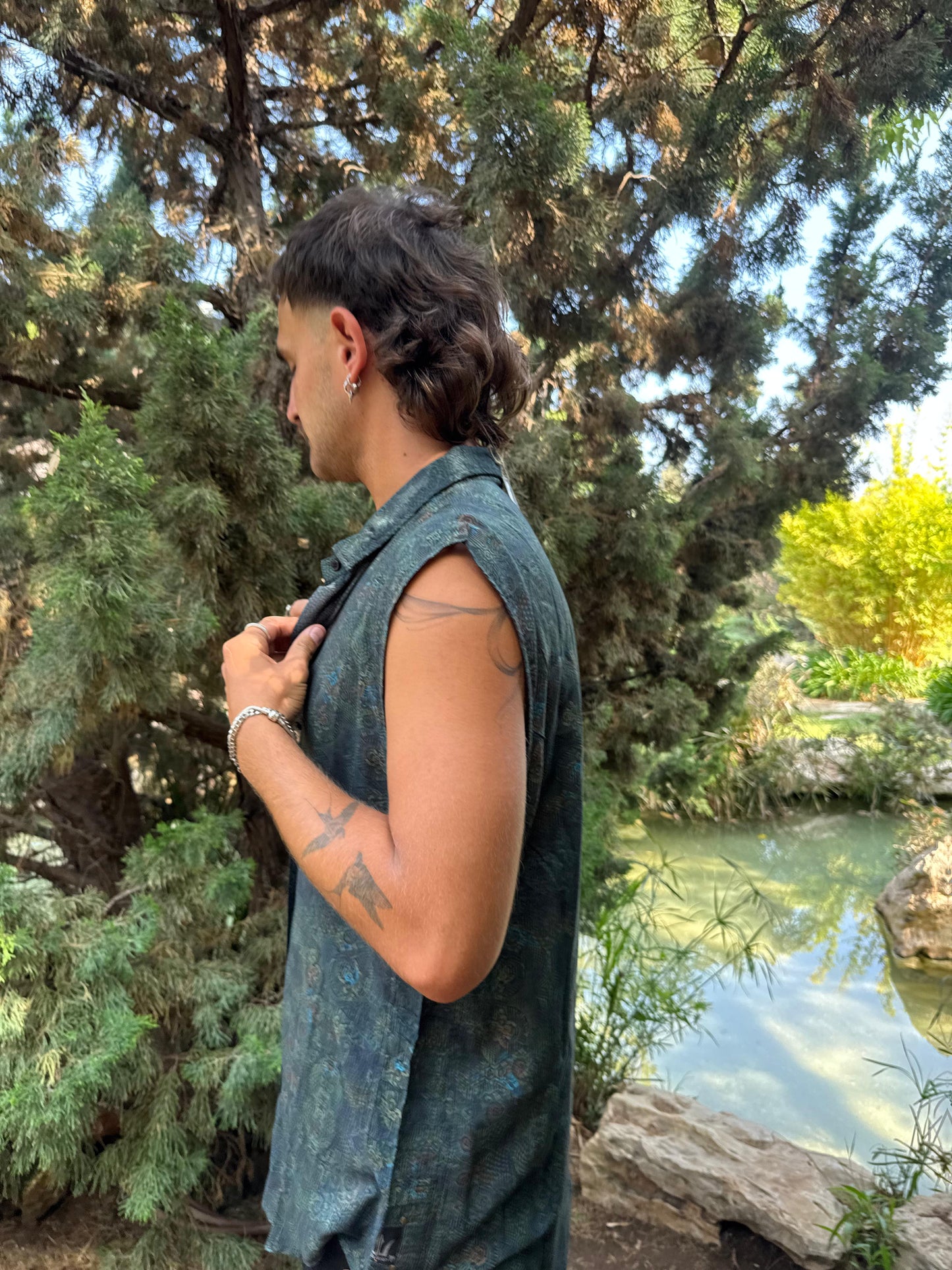 Button Up Tank - Acid Garden