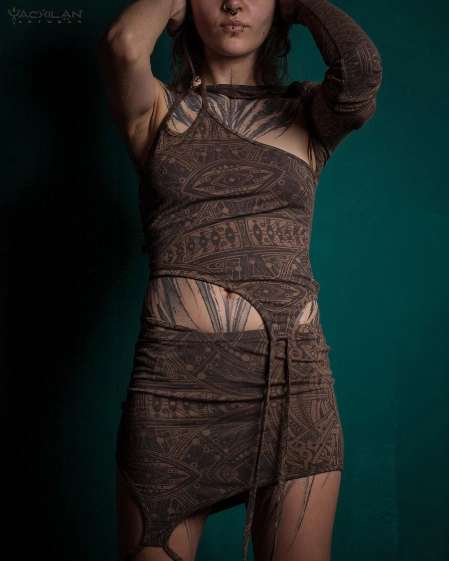 Combo Atomita - Organic Bamboo Jersey Veg Dye Print - Brown RETRO FUTURE