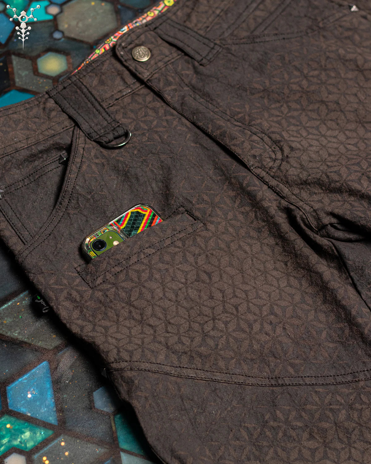 Corsaire - Organic Hemp Woven Thick Veg Dye Veg Print - Charcoal SANDSOTIME