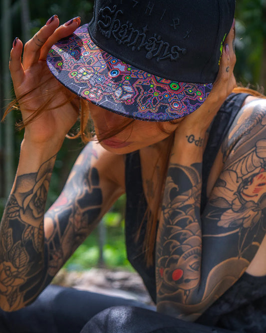 Cotton Printed Brim 3D Embroidery Cap - CORALBLAST SHAMANS