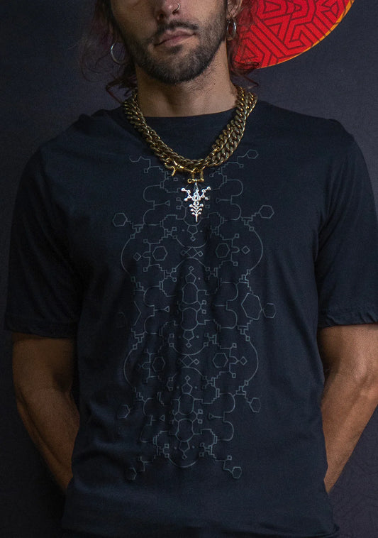 Cotton Supima 120 gsm Rubber Screenprint - Black IKARO