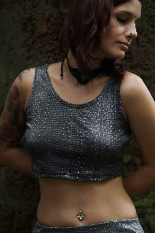 Crop Top Tank - BLACK ILLUSION