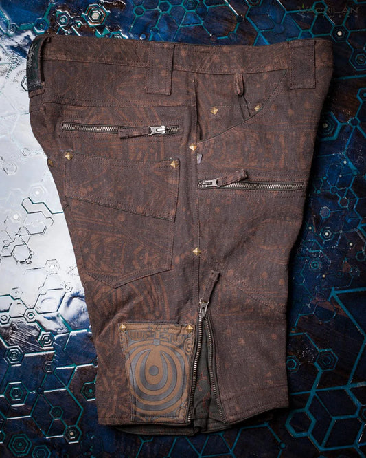Flying Short - Organic HEMP Twill Printed - Brown POPPYFIELDS