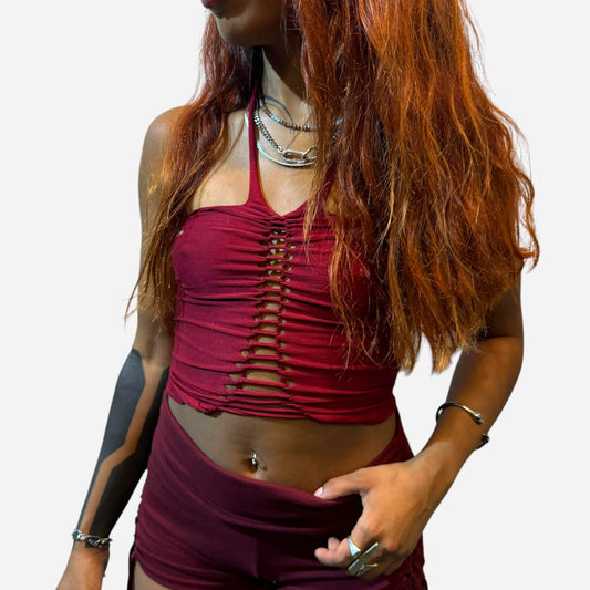 Halter top - Handmade binding - Wine Dimension