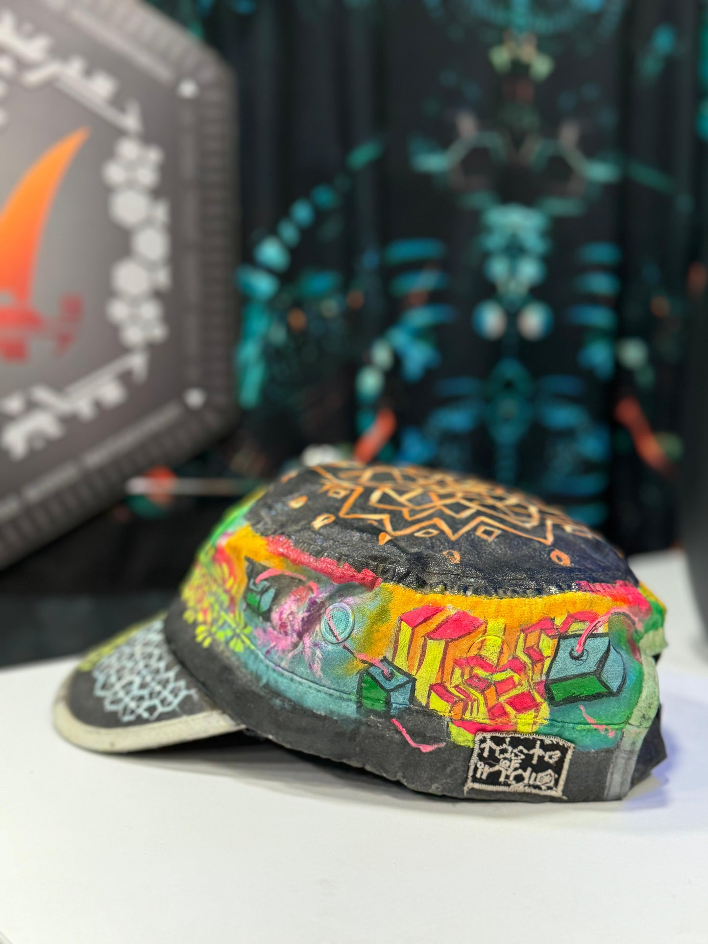 Hand-Painted Art Hat - Fractal Flora
