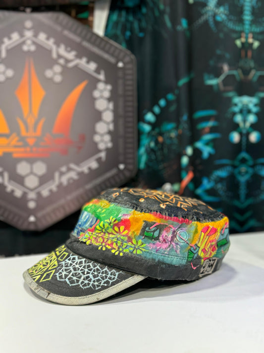 Hand-Painted Art Hat - Fractal Flora
