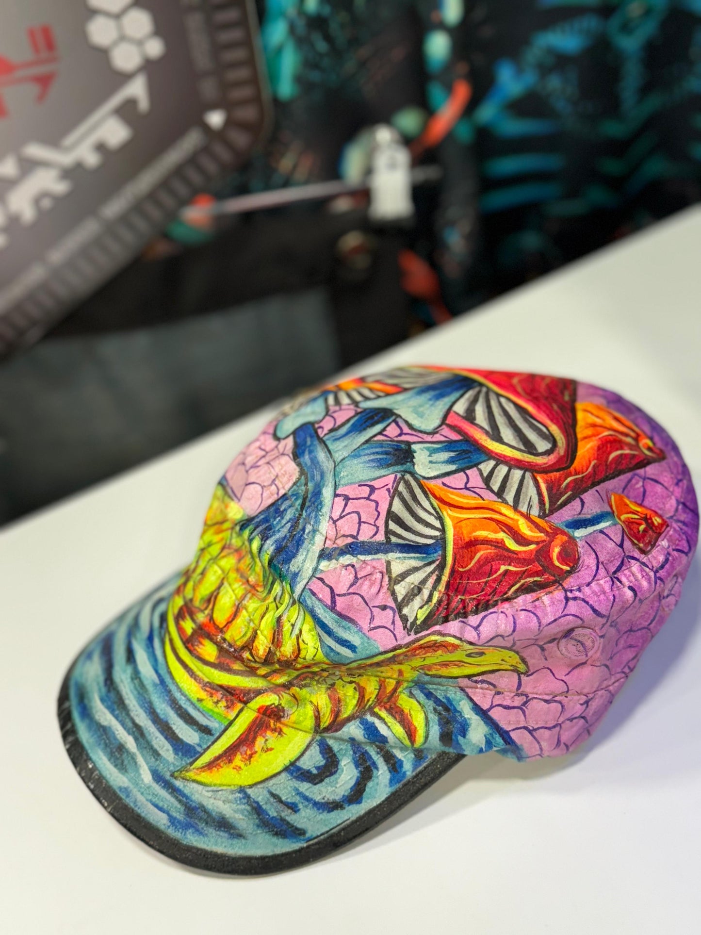 Hand-Painted Art Hat - Turtle Trip