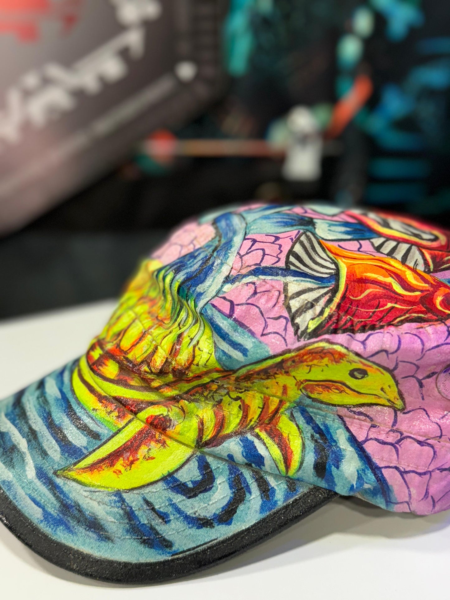 Hand-Painted Art Hat - Turtle Trip