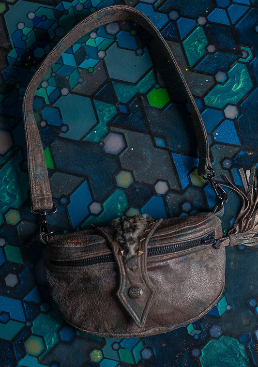 Hand Bag / Fake Leather Leopard Fur - DRAGONS Snake