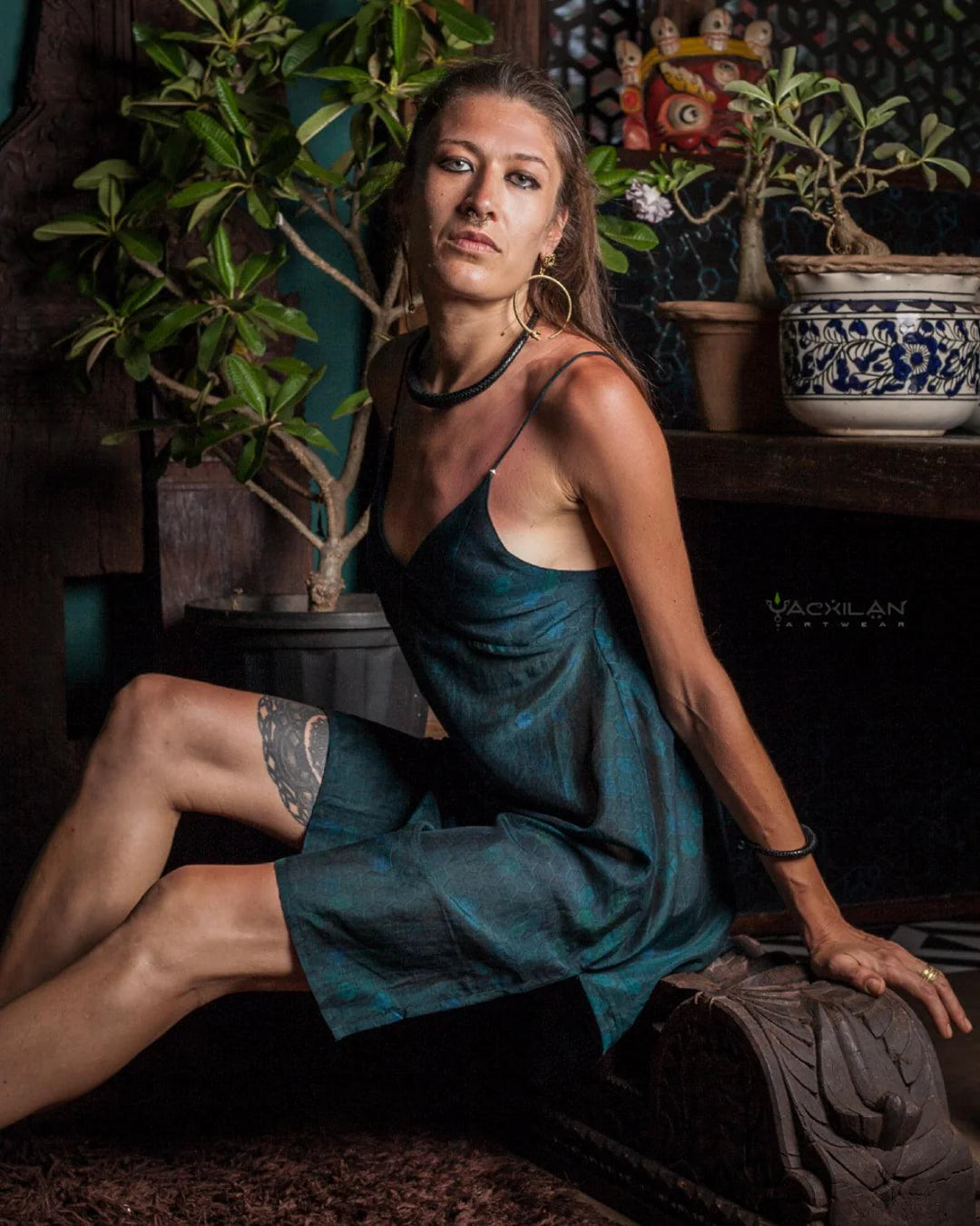 Midi Dress / Chinese Silk - AQUAMARINA Satin
