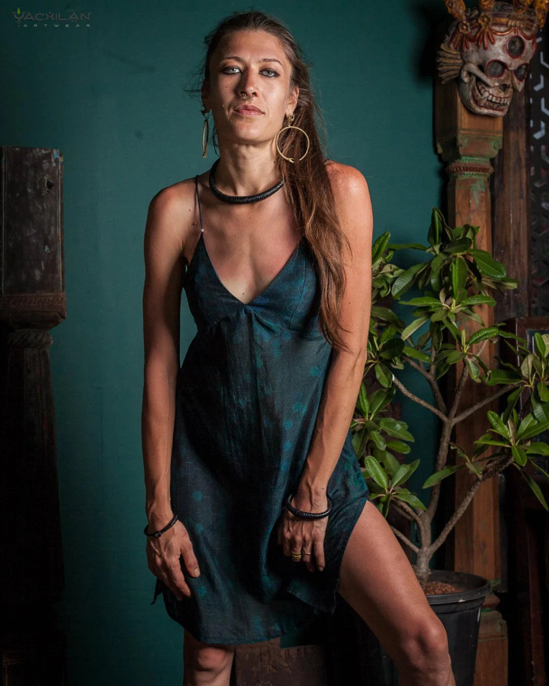 Midi Dress / Chinese Silk - AQUAMARINA Satin