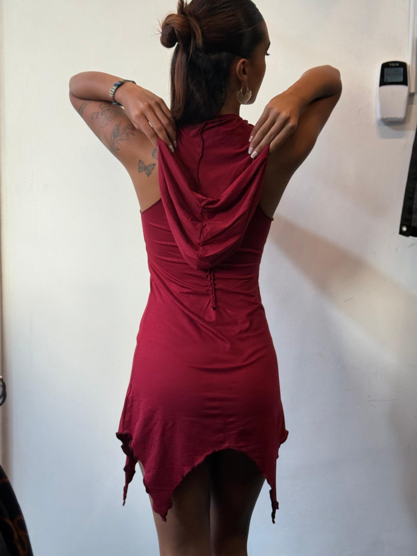 Mini dress hoodie - Handmade binding - Wine Dimension