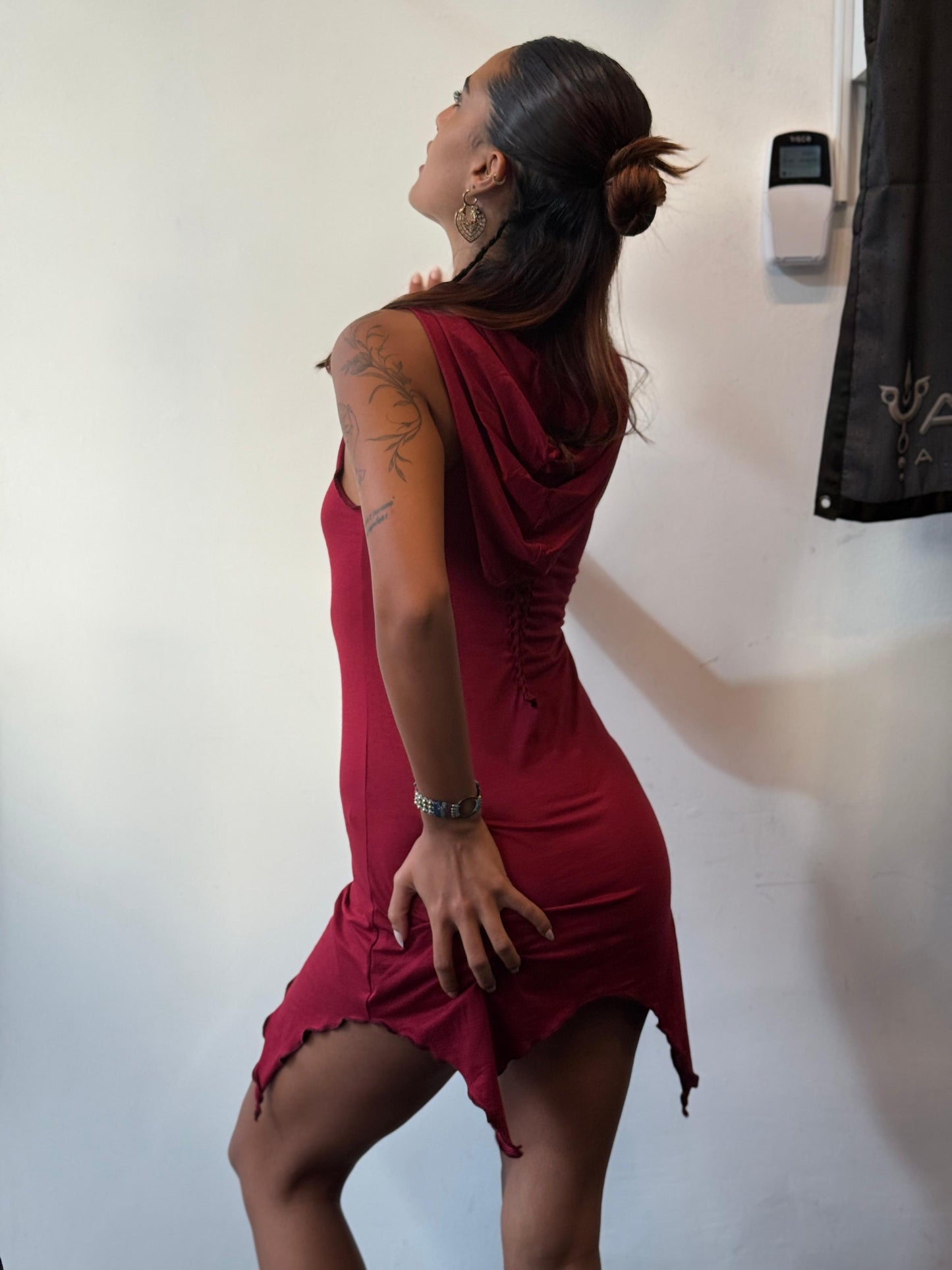 Mini dress hoodie - Handmade binding - Wine Dimension