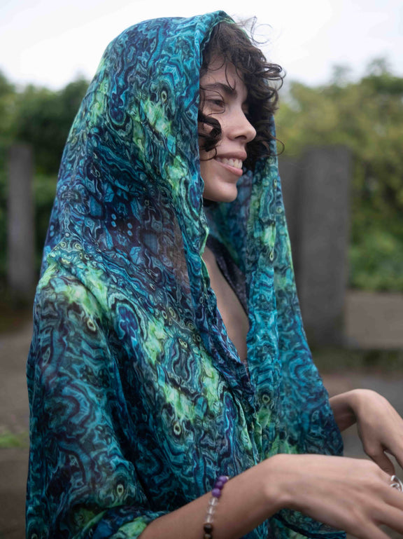 Scarf - Bamboo Fabric Witch Scarf - Blue Illusion