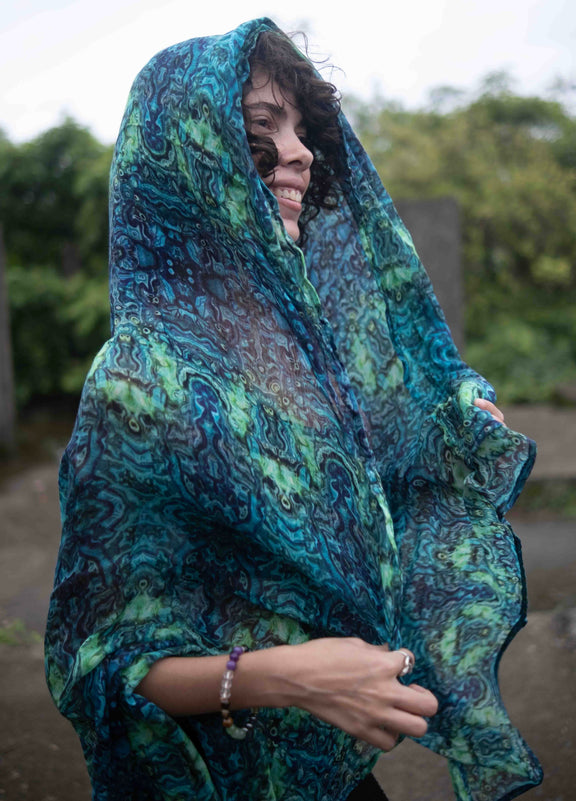 Scarf - Bamboo Fabric Witch Scarf - Blue Illusion