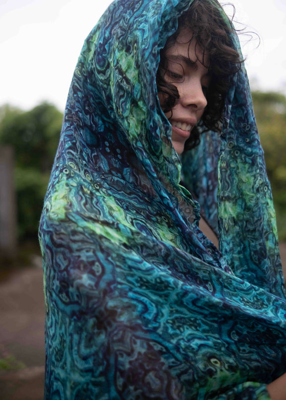 Scarf - Bamboo Fabric Witch Scarf - Blue Illusion
