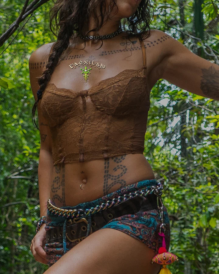 Corset - Lace Mesh - BROWN