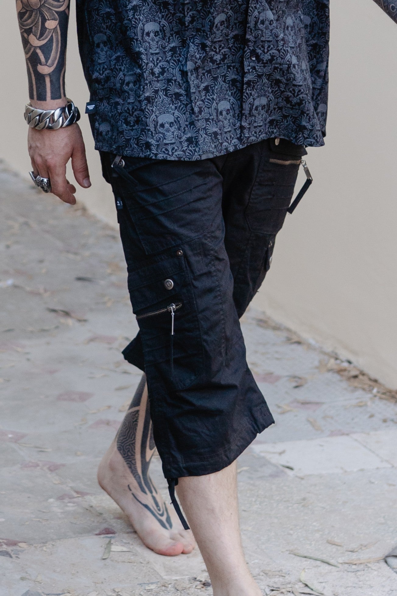 Shorts - MAYA Cotton Cargo 3/4 - black