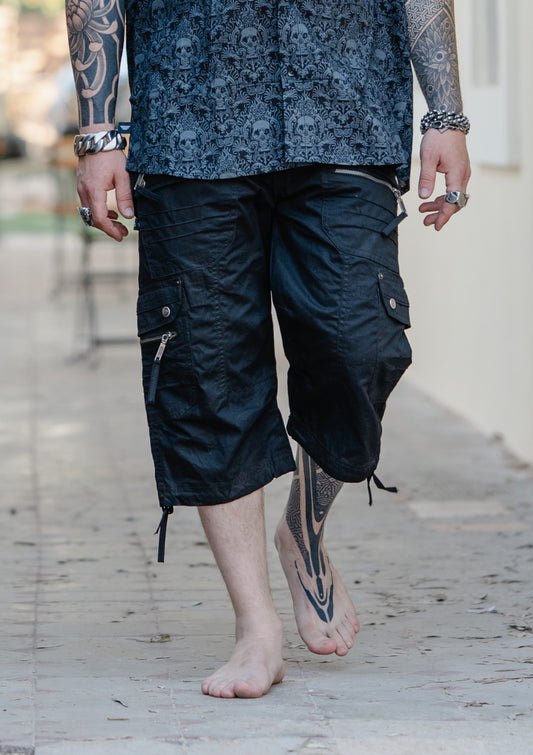 Shorts - MAYA Cotton Cargo 3/4 - black